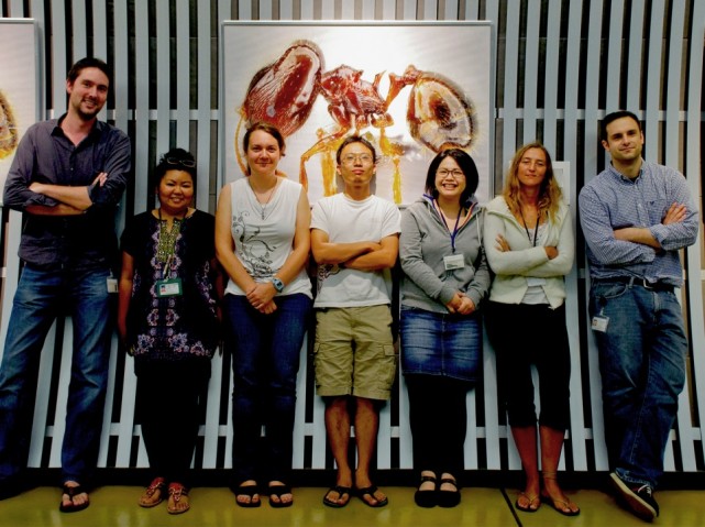 FY2012 unit members in front of a photo of an ant