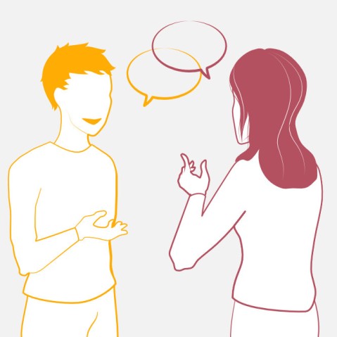 illustration of 2 people talking