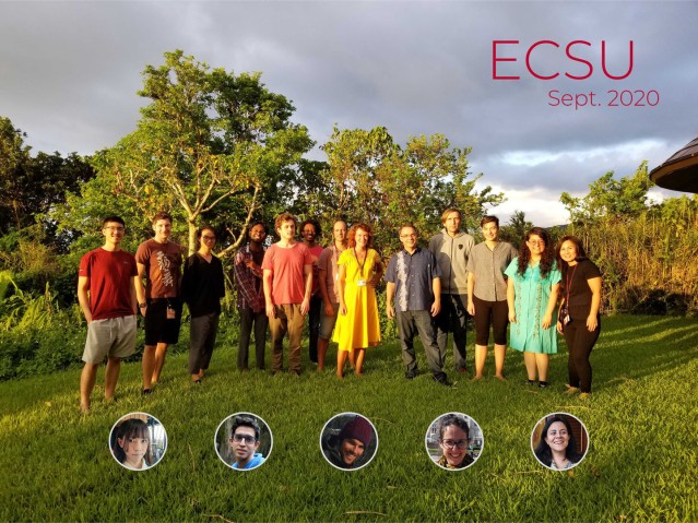 group of people in a garden (text: ECSU sept. 2020)