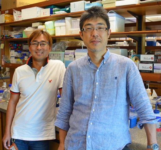 細胞膜通過輸送研究ユニットの松波秀行博士とヨンホ・ユン博士