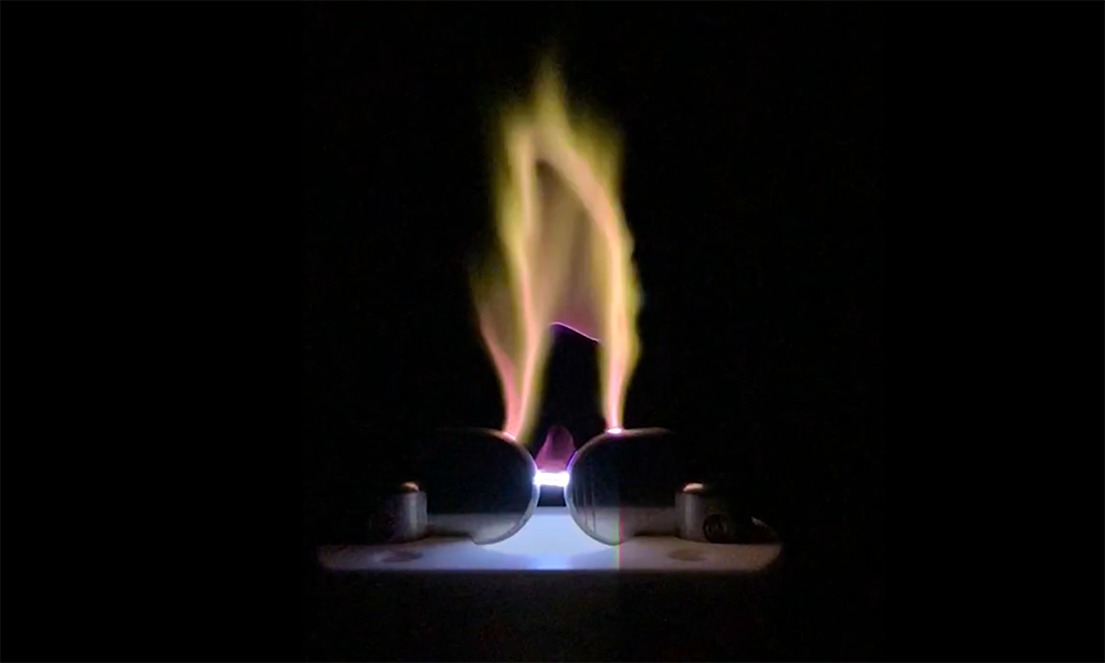 A corona discharge plasma that looks like a flame.