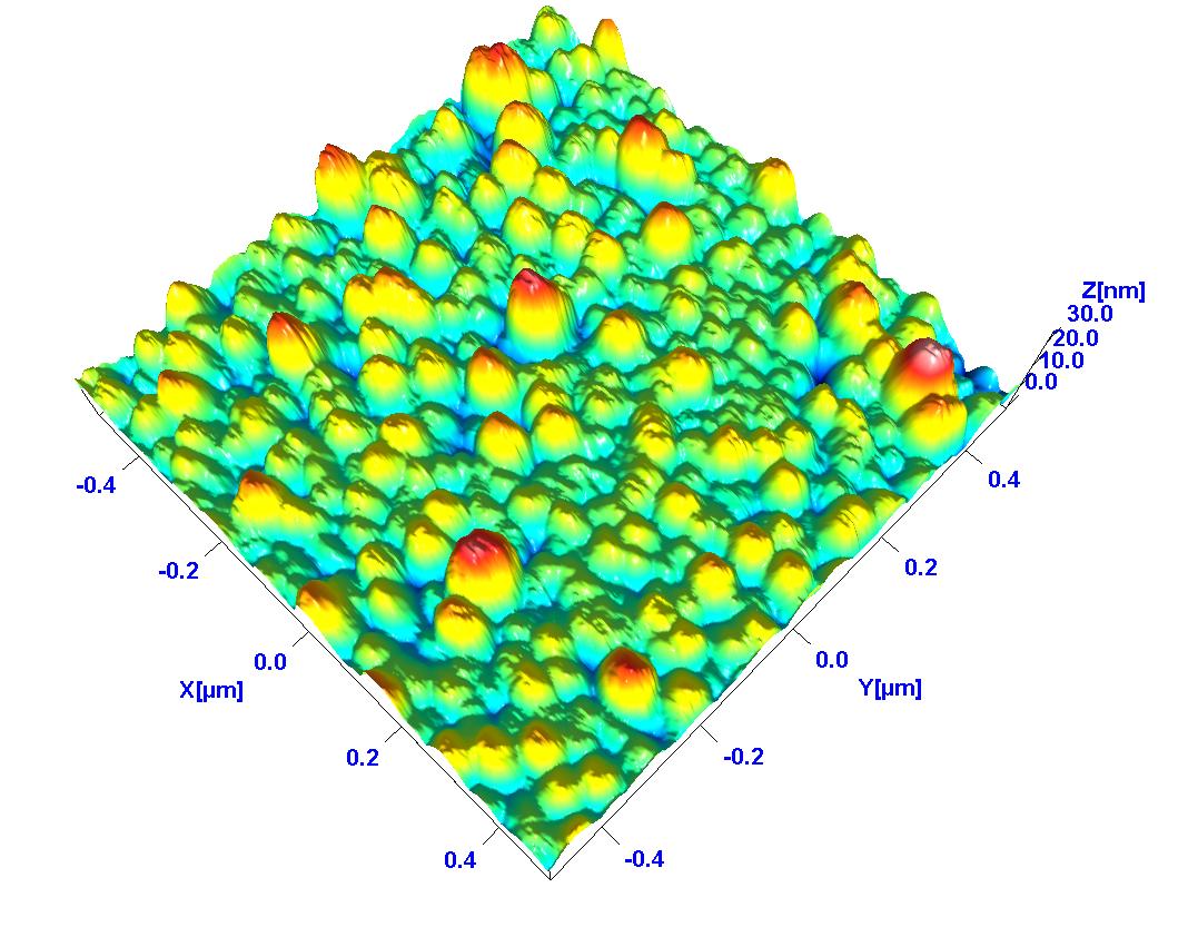A 3D Atomic Force Microscope Topography Image of Metallic Nanoparticles