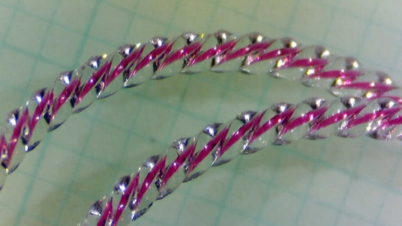 Purple liquid in micromixer.