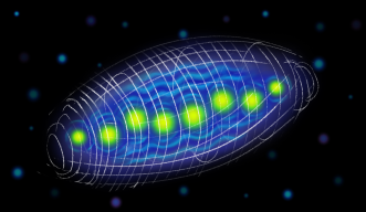 A linear arrangement of fermionic atoms self-trapped inside a Bose-Einstein condensate
