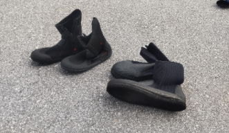 dive boots on ground