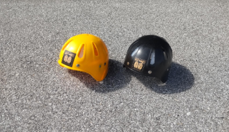 yellow and black helmet