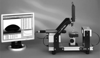table-top tensiometer with sample area for contact angle measurements, control PC