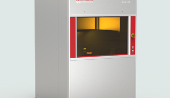 Cleanroom equipment, full laser-proof Class 1 housing with large yellow-tinted window for viewing. Heidelberg Instruments is inscribed on the front panel.