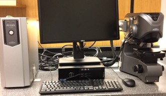 computer workstation with laser confocal scanning microscope and power supply