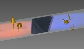 Graphical illustration of a black crystal together with arrows indicating spin.