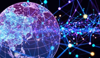 Image of a transparent globe with interconnected lines and dots