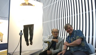 Dr. Hunt (right) and Dr. Wiesel in front of Dr. Hunt’s portrait 
