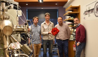 Nanoparticles by Design Unit members: (from left to right) Dr. Stephan Steinhauer, Dr. Jerome Vernieres, Prof. Mukhles Sowwan, and Dr. Panagiotis Grammatikopoulos