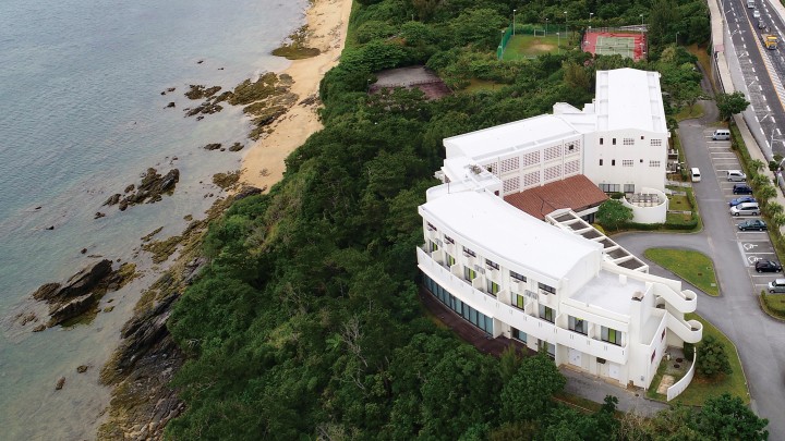 seaside house aerial view