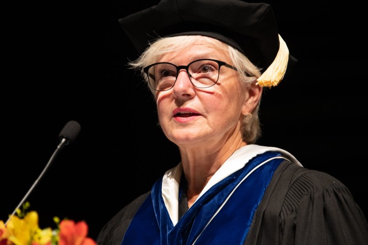 Dr. Karin Markides gave the commencement address at the 2023 graduation ceremony