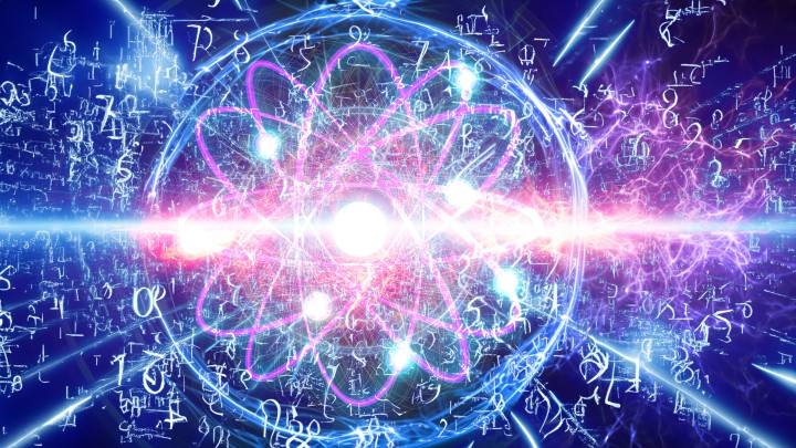 White, blue and purple light on the dark blue background