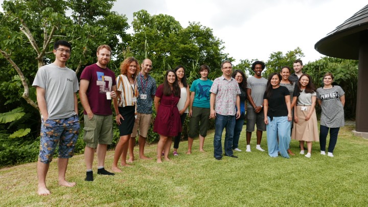group of people in a garden