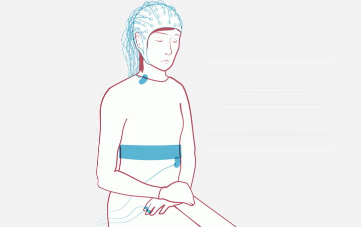 illustration of a person with a cap covered with wires