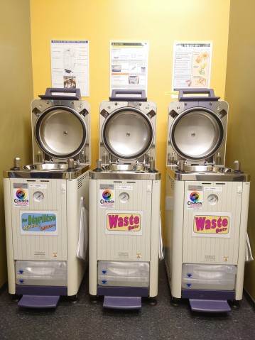 3 autoclaves with open lids