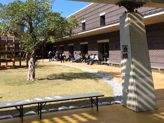 Participants at international conference enjoying Bento Box lunch in the sun