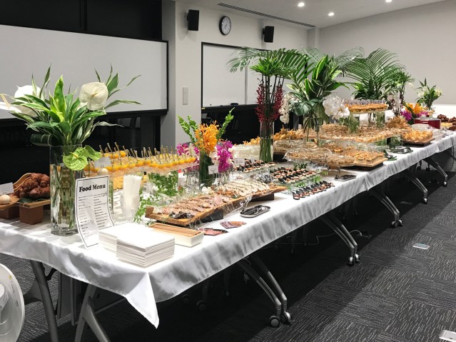 CC-Meeting Room 1: Dinner (reception/banquet) setup during international conference (catering by external vendor)