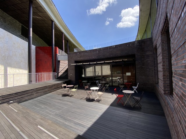 Wooden Patio outside Sydney Brenner Lecture Theater
