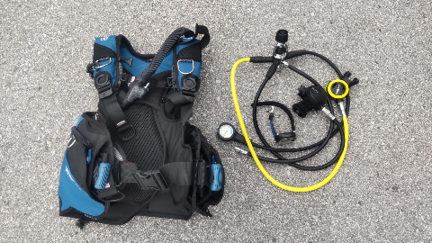 Blue BCD with Scuba Regulator and Dive Computer