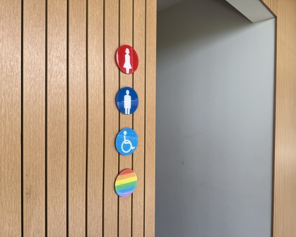 rainbow symbol for all gender restroom