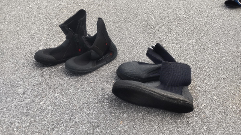 dive boots on ground