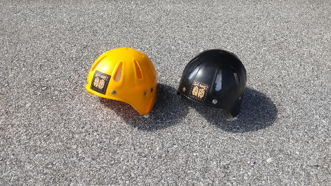 yellow and black helmet