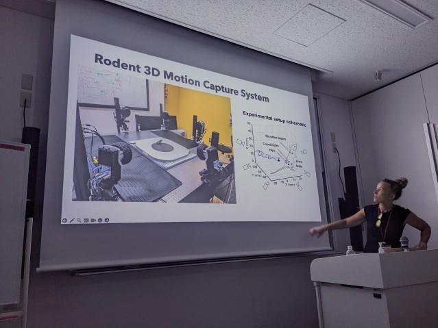 Bogna promoting marker-based motion capture technology at Waseda