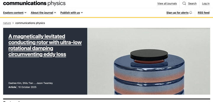 Cover of this month for Nature Comm Phys