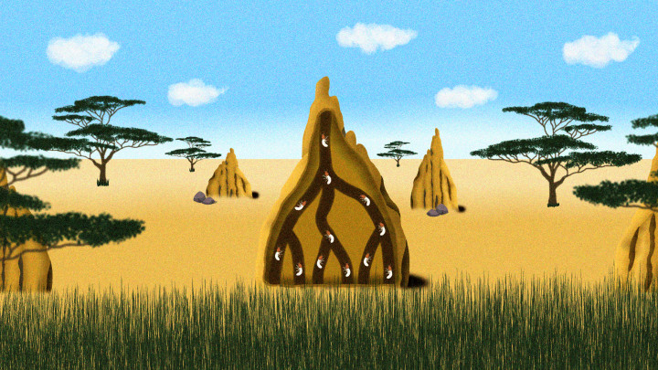 New method to create tree of life proven in termites. The image depicts the tunnels within a termite mound branching like a phylogenetic tree.