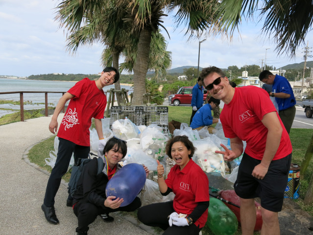 OIST Members Participated in Coral Day Project Beach Clean by Onna Village
