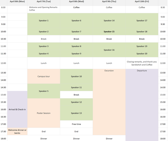 Schedule (Tentative)