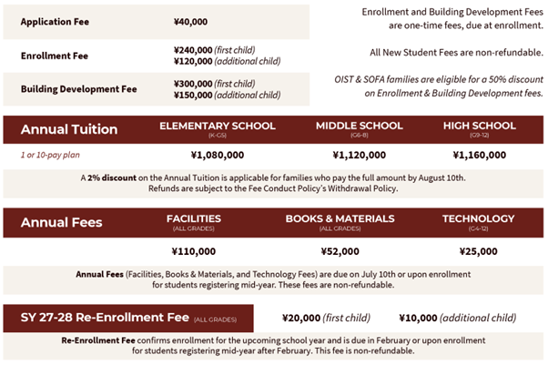 OCSI School Fees (for 2026-27 School Year) 