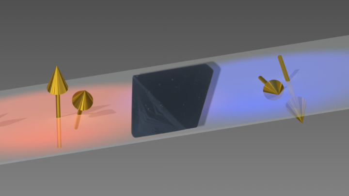 Graphical illustration of a black crystal together with arrows indicating spin.