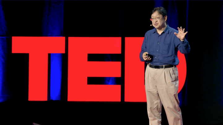 Professor Kitano on the TED stage
