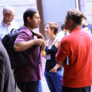students and researchers socializing