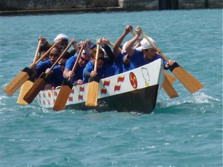 Photo of men's team rowing