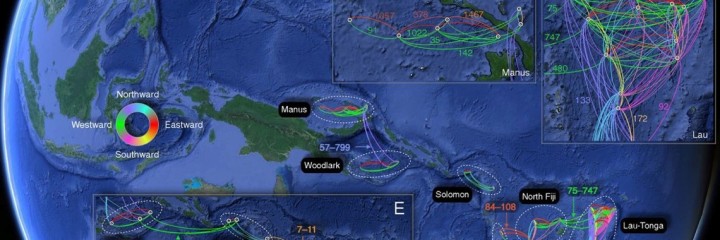 西太平洋における幼生の分散図