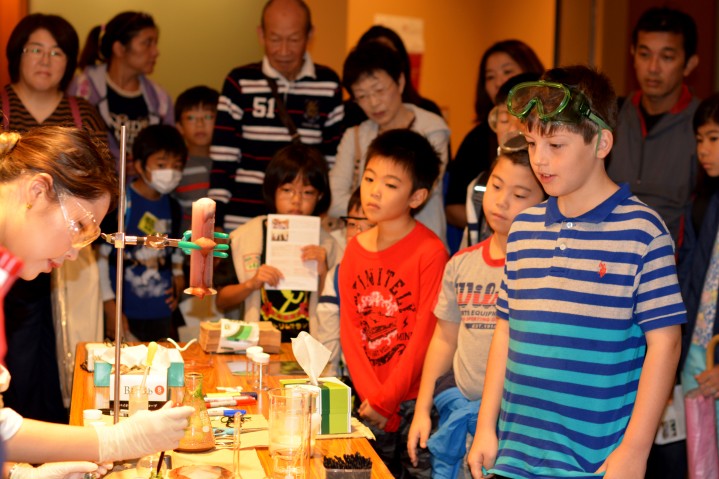 The “Chemical Demonstrations” booth appeared to be very popular, entrancing both adults and children alike.