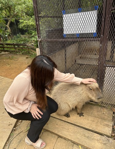 mru Tomoka with a cute capybara