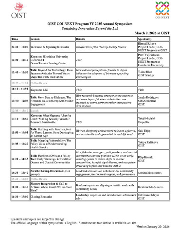 COI Symposium Program for FY2025