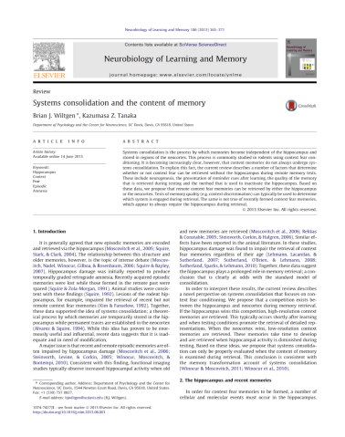 Neurobiology of Learning and memory 2013