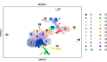 UMAP plot for clustering of embryonic cells obtained by single-cell RNA-seq analyses