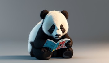 a panda reading a science magazine