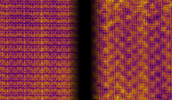 CeTe₃の電子パターンを原子分解能で示した画像。