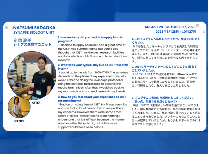 Keio Research Intern Testimonial by Natsuki Sadaoka