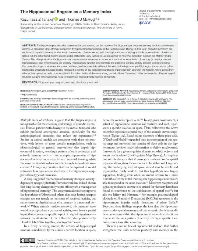 Journal Experimental Neuroscience 2018